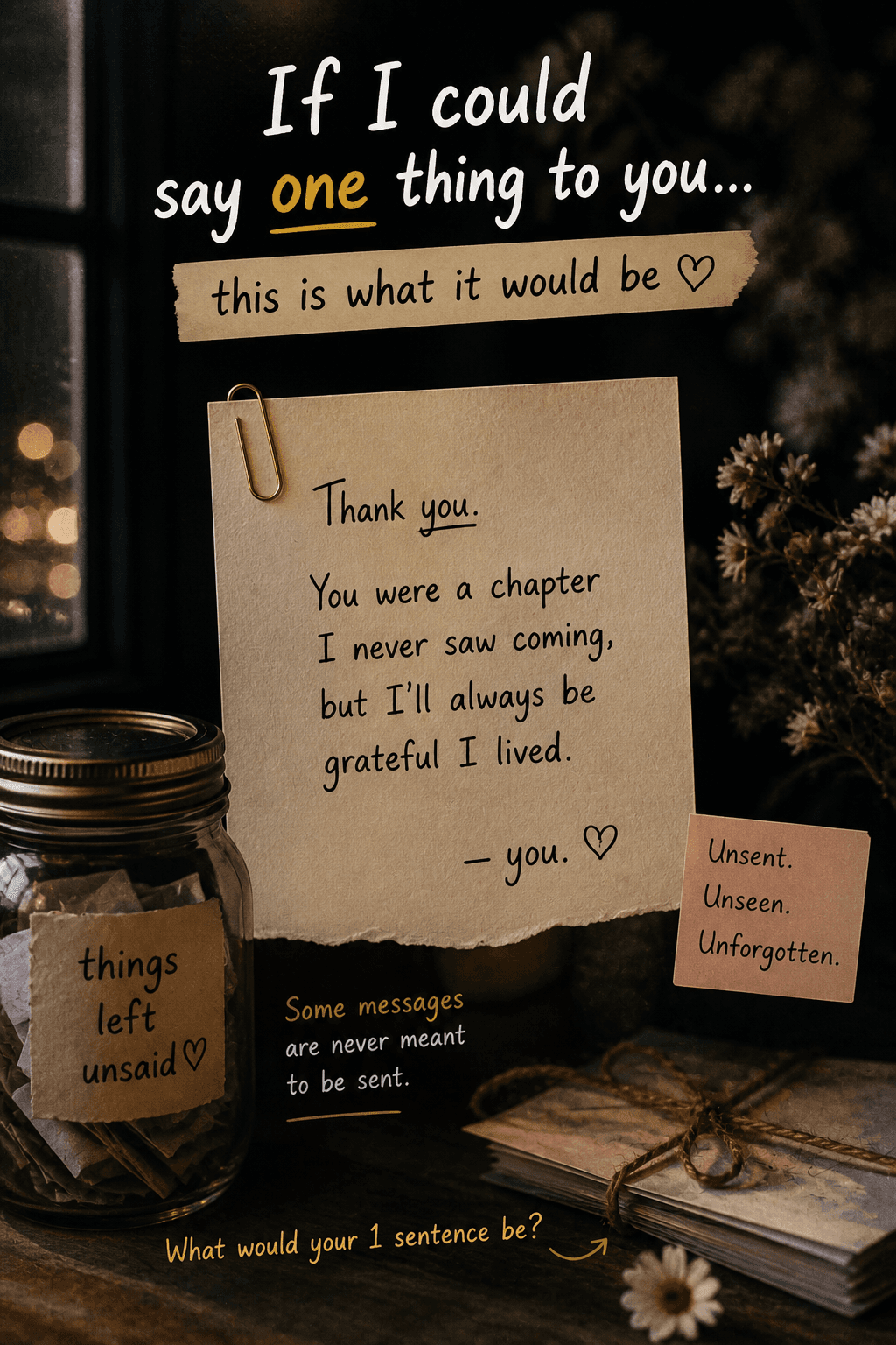 If I could say one thing to you… this is what it would be
